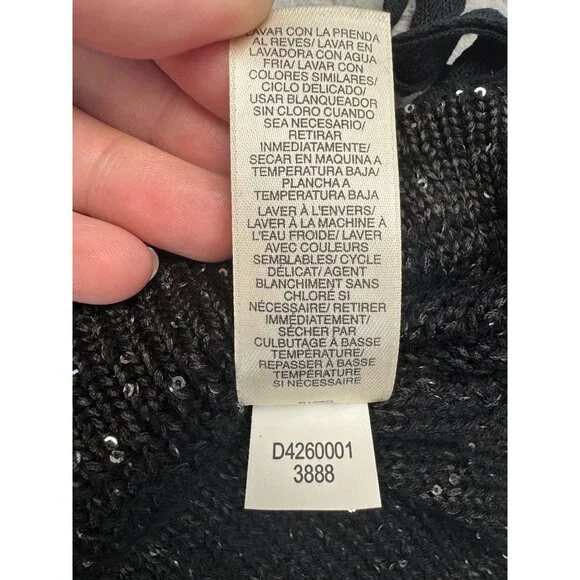 DKNY Jeans Womens Sequin V-Neck Sweater XL Blue Light Soft Comfortable - Picture 9 of 11